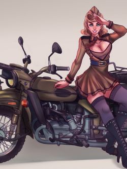 Арт.33228 Девушка на мотоцикле
